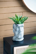 Easter Island Moai Cement Planter, 9 Inch, Gray by Noeko
