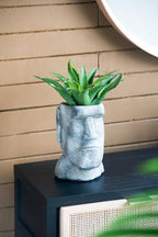Easter Island Moai Cement Planter, 9 Inch, Gray by Noeko