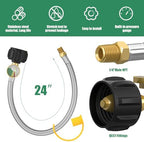 GardenNow 2 PCS RV Propane Hoses with Gauge, 24 Inch Stainless Steel Braided Camper Tank Hose, Rv lp Gas Hoses Connector for Standard Two-Stage Regulator, 40Lb 250PSI, 1/4" NPT /QCC1 Fittings - Image 2