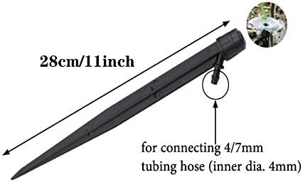 Lxcom Lighting 50 Pack Irrigation Drippers 28cm/11in Drip Emitters Adjustable 360 Degree Full Circle Fan Shape with Stake Micro Sprayer Drip for 1/4 inch Irrigation Tube Hose for Garden(Black) - Image 2