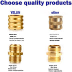 Solid brass Garden Hose Fittings Connectors Adapter Heavy Duty Brass Repair Male, Female faucet leader coupler dual water hose connector (3/4" GHT Double Male Double Female 12 Pcs) - Image 3