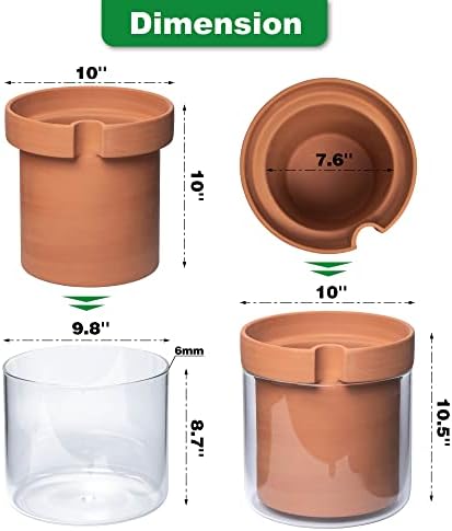 Phoenix Vine 10 Inch Self Watering Planter Pot, Terracotta Clay Pot with Glass Reservoir for Indoor Plants, Herbs, Flowers, Set of 1, 52-A-I-1 - Image 3