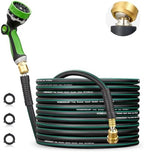 HOMEIDEAS 50 ft Rubber Garden Hose with Nozzle - Newly Leak-proof & Kink-free Design | Freely Rotational Spherical Ball Joint, Anticorrosive 3/4" Brass Fittings - Perfect for Outdoor Watering by HOMEIDEAS