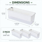 FAMZ Self Watering Pots for Indoor Plants, 3 Pack 17-Inch Long Rectangular Planter Boxes with Clear Reservoir for Herbs, Vegetables, Flowers and Succulents, White - Image 5