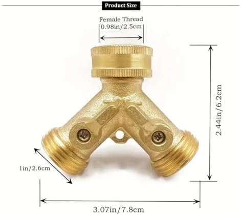 3/4 Inch Heavy Duty Brass Way Splitter, Garden Hose Manifold Connector With Comfort Grip ON/OFF Valves, Adapter For Water Faucet(EU BSP) - Image 3
