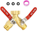 Brass Garden Hose Splitter 2 Way Heavy Duty with Metal Extended Handle by BreezeTouch