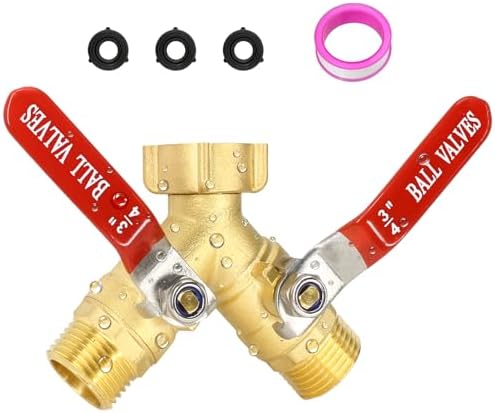 Brass Garden Hose Splitter 2 Way Heavy Duty with Metal Extended Handle by BreezeTouch