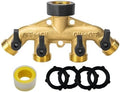 Garden Hose Splitter 4-Ways Heavy Duty Brass Garden Hose Splitter Bibcock Connector Spigot Adapter Tap Faucet Kink Protector ﻿(4-WAYS-EU) by Unknown