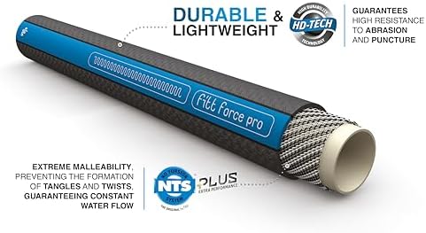 FITT Force Pro Water Hose, Lightweight Ultra Flexible Durable Kink-Free Heavy-Duty Commercial Grade Flat Garden Hose, Grey and Blue, 50-Feet x 5/8-Inch - Image 3