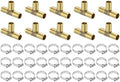 uxcell 10pcs Brass Tee Barb Fittings, 3-Ways Tee 5/8" x 5/8" x 5/8" Barbed Hose Reducer, Tee Brass Barb Fitting Reducer with 30pcs Hose Clamps for Water Fuel Air by uxcell