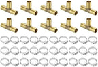 uxcell 10pcs Brass Tee Barb Fittings, 3-Ways Tee 5/8" x 5/8" x 5/8" Barbed Hose Reducer, Tee Brass Barb Fitting Reducer with 30pcs Hose Clamps for Water Fuel Air by uxcell