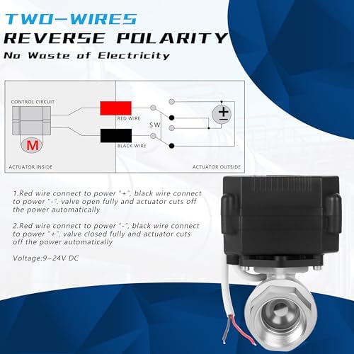 1'' Stainless Steel Electric Water Valve - 9-24V DC Motorized Ball Valve with Full Port, 2 Wire Reverse Polarity, NSF Certified, IP67 - Image 4