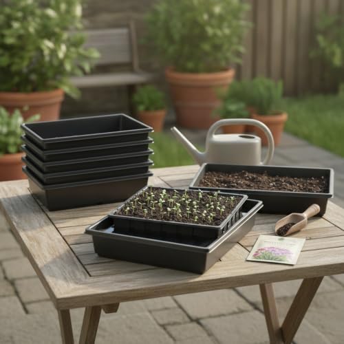Indoor Gardening & Greenhouse Bench Seedling Trays, 10-Pack Solid Bottom Plant Germination Trays for Bottom Watering, 15.35 x 11.42 Inches - Image 3