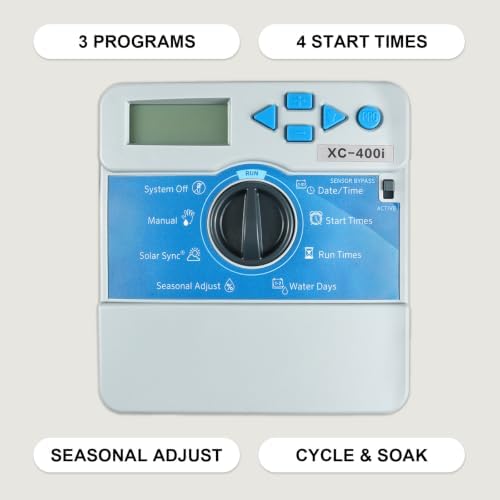 Compatible with Hunter X-Core XC400i Indoor Sprinkler Timer, 4 Zone Irrigation Controller, Indoor Lawn & Garden Watering System, Easy Program, No Wi-Fi Required - Image 6