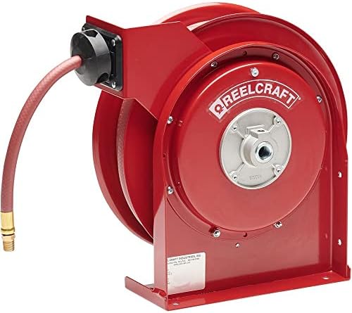 Reelcraft 4625 Premium Duty Spring Retractable Hose Reel, Made with Reinforced Steel, Long Life Drive Spring and Quiet Speed Latch, ⅜” x 25’ by Reelcraft