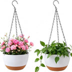 11.4 Inch, 2-Pack Large Self Watering Hanging Planters, Durable Resin Pots for Indoor Outdoor Plants with Detachable Bottom, Water Storage, Breathable Drainage (Dark Gray, 2) - Image 2