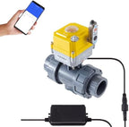 Smart electric valve 3/4 inch PVC joint ball valve Tuya APP smart wifi water shut-off valve DC24V AC110V-230V power adapter and power-off return setting. Timing water valve DN20MM by AbplagSmartMakesLifeEasier