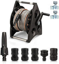 Professional Garden Hose Reel,Free Standing Or Wall Mounted 1/2" Hose 30Metre 65 Feet, Accessory Kit with Nozzle & 3/4" Inch Tap Fitting.Black-20m Hose Reel Set by Unknown