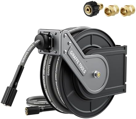 Giraffe Tools Pressure Washer Hose Reel with Replaceable 60FT Hose, 4000PSI by GiraffeTools