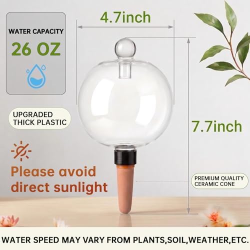 EX-Large Plant Watering Globes with Cover 26oz Top Fill Plastic Water Bulbs Self Watering Planter Inser, Slow Release Terracott, Plant Watering Devices for Plants, 6 Pack - Image 2