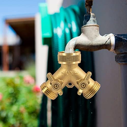 Hourleey Brass Garden Hose Splitter (2 Way), Solid Brass Hose Y Splitter 2 Valves with 2 Extra Rubber Washers (8 Pack) - Image 6