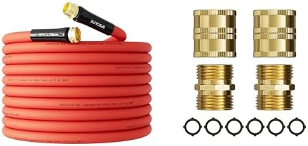 SPECILITE 5/8" x 50 ft Hot/Cold Water Hose + Garden Hose Adapter, Red, Rubber and Polymer, Garden Hose, Water Hose, 1 Pack by SPECILITE