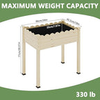 Raised Garden Bed with Legs, 34x18x30in Tall Wooden Elevated Planter Box with Liner for Flowers Vegetables Herbs, Wavy Profile Outdoor Raised Bed for Balcony/Patio/Backyard - Image 3