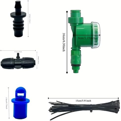 (10Meters 5/16"Watering TimerDrip Irrigation System Kit, Garden Watering System with Hose Distribution Tubing Drip Emitters Drip Spray Nozzles,Automatic Drip Irrigation Kit (10m+Manual Timer) - Image 4