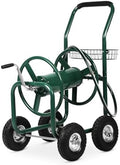 Hose Reel Cart, Hold Up to 300 ft of 5/8’’ Hose, Heavy Duty Garden Water Cart with 4 Wheels, Powder-coated Steel Outdoor Planting with Storage Basket for Garden, Lawn, Yard, Green by WelcometoourPazidom