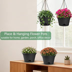Nooulap 6 Pack Hanging Planters, 10 Inch Hanging Pots, Black - Image 5