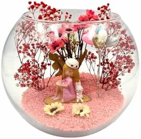 Charming 'Sweet ' Glass Globe Terrarium, 6.3 x 7.1 inches, Preserved Flowers & Pompoms, Gift for Friend or Girlfriend, Cute Decorative Accent, Home Decor Accent - Image 4