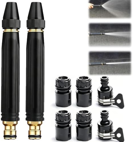 2026 Upgraded Heavy Duty Adjustable High Pressure Hose Nozzle, New Adjustable High Pressure Hose Nozzle with, Portable High Power Hose Sprayer for Washing Car Patio Driveway Yard Watering Plants (2) by JAYSHYNE