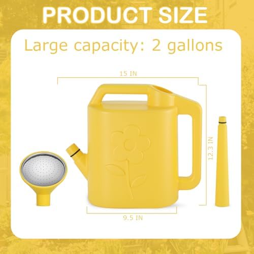 2 Gallon Watering Can for Indoor Plants, Garden Watering Cans for Outdoor Plant House Flower, Modern Plant Watering Can Large Long Spout with Sprinkler Head - Image 2