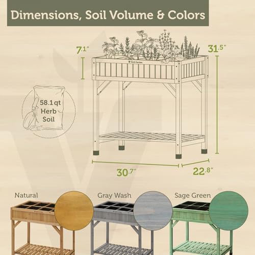 VegTrug Custom Herb Garden Planter Box, Natural Cedar Wood - Versatile Multi-Liner Raised Garden Bed with Storage Shelf for Patio, Balcony & Courtyard Gardening - Image 2