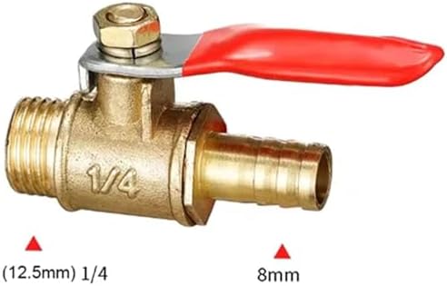 5/16 Fuel Shut Off Valve 6pcs Brass 6/8/10/12mm Red Lever Handle Ball Valve Hose Barb 1/4" 3/8" 1/2" BSP Male Thread Connector Pipe Fitting For Water Gas Fuel Drip Irrigation(8mm - 1I4 inch) - Image 2