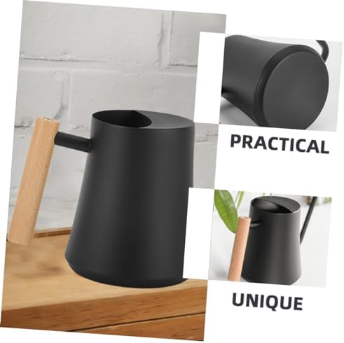 Vintage Black Stainless Steel Watering Can with Wooden Handle - Image 5