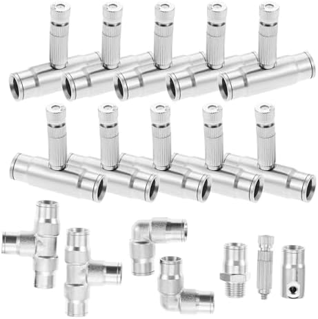 27Pcs Slip-Lock Brass Misting Nozzle Tee for 3/8” Drip Irrigation Tubing by DRELD