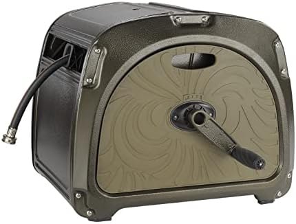 Giraffe Tools SW5 Metal Hose Reel Box, Heavy Duty Garden Hose Storage Reel Hideaway, Crank Handle, 100ft 5/8" Hose, Green by GiraffeTools