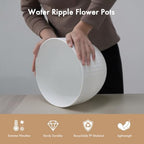 WSMKSZ 12 Inch Large Plant Pots for Indoor or Outdoor Plants, Wide Water Ripples Flower Pots with Drainage Holes & Saucer, Plastic Planters Set for Garden & Home Decor (White) - Image 4