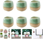 Abaodam 6pcs Mini Ceramic Flower Pot for Succulents and Bonsai, Light Green - Image 7