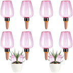 8 Pcs Plant Watering Globes Self Watering Planter Insert Plants Top Fill Water Device Plastic Water Bulbs Slow Release Terracotta for Plants, Pink by Unknown