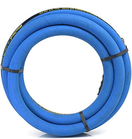 BLUBIRD BB3425 3/4" x 25' Rubber Air Hose, 100% Rubber, Lightest, Strongest, Most Flexible, 300 PSI, 50F to 190F Degrees, Ozone Resistant, High Strength Polyester Braided by BLUBIRD