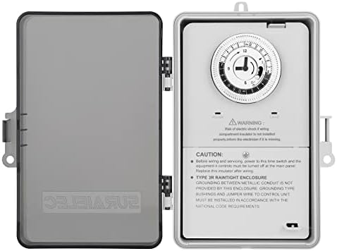SURAIELEC 24-Hour Cycle Mechanical Pool Timer, 40Amp 2HP, 120/240/277VAC by SURAIELEC