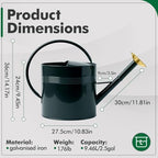 Galvanized Iron Watering Can for Indoor Plants, Oval Watering Cans for House Plant Garden Flower, Long Spout Water Can for Outdoor Watering Plants 9.46L 2.5 Gallon Gold - Image 2