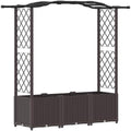 Raised Garden Bed with Trellis and Roof, Brown PP Planter Box by Unknown