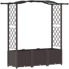 Raised Garden Bed with Trellis and Roof, Brown PP Planter Box by Unknown