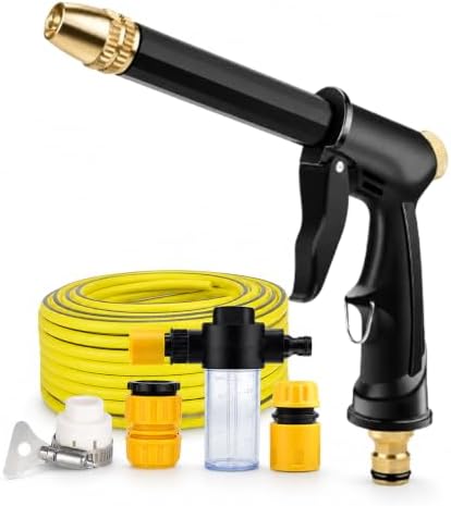 H2 Long Spray Gun + 3 Connectors, H2 Long Spray Gun Power Washer, Multifunctional Car Wash Tool, 360° Adjustable Nozzle, Portable High Pressure Water Sprayer, for Car Washing Patio Irrigation (#d) by Unknown