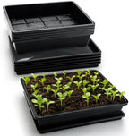 RooTrimmer 5 Pack Soil Blocking Trays(14"x12"x3"), Plastic Flat Plant Tray for Holding or Collecting Drainage Water, Elevated Microgreen Seed Starter Tray for Seed Germination (Black) by RooTrimmer