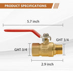 GHT3/4 Brass Garden Hose Valve with 2 Inch Jet Nozzle For Watering - Image 2