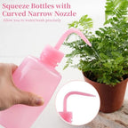 6 Pcs Lash Wash Squeeze Bottles, 250ml/8.45oz Plastic Rinse Bottles with Curved Narrow Nozzle and Scale for Eyelash Rinsing, Tool Cleaning, Plant Watering, Lab Use - Image 3